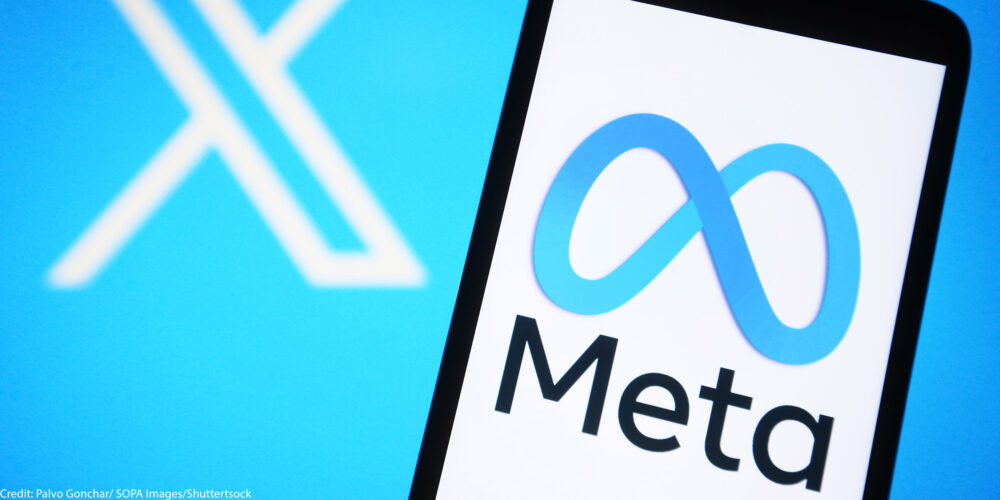 A phone with the Meta logo.
